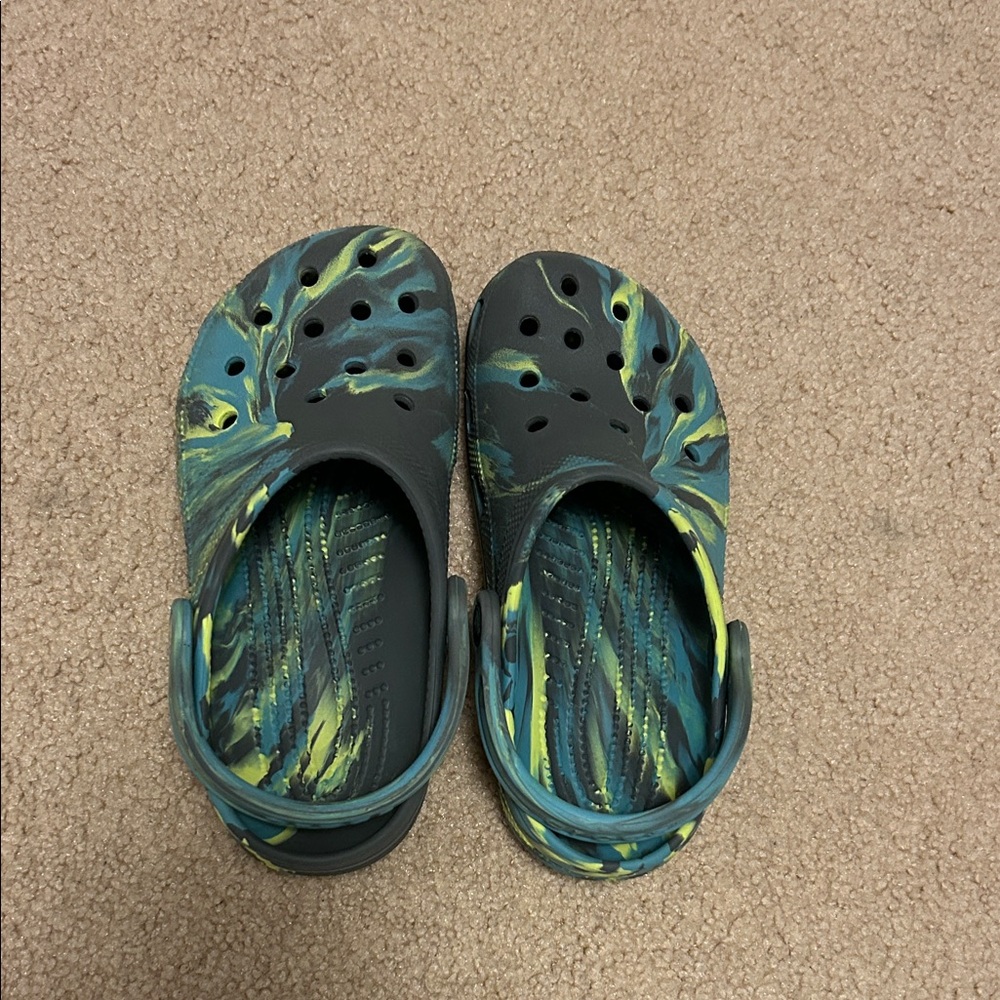 CROCS Kids Blue and Green Swirl Sandals